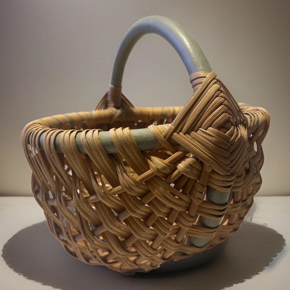 VTG Appalachian Woven Splint Buttocks Basket Handwoven Melon Egg Basket 7x9x8